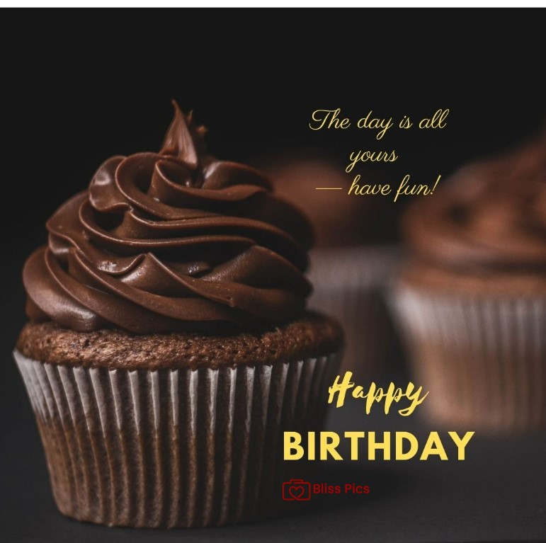 Happy Birthday Image chocolate cupcake with chocolate icing Happy Birthday Image chocolate cupcake with chocolate icing - happy birthday images