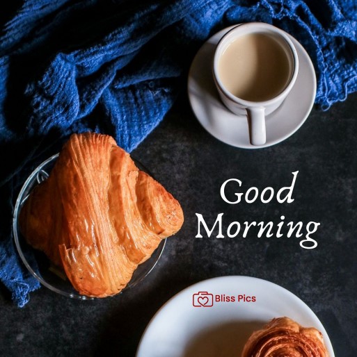 aesthetic blue cloth with coffee and croissant aesthetic blue cloth with coffee and croissant - good morning images with coffee