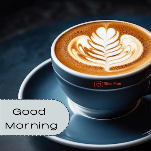 beautiful coffee art in blue cup and saucer with good morning message beautiful coffee art in blue cup and saucer with good morning message - good morning images with coffee