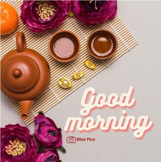 brown kettle and cup set coffee with peony flowers with good morning message brown kettle and cup set coffee with peony flowers with good morning message - good morning images with coffee