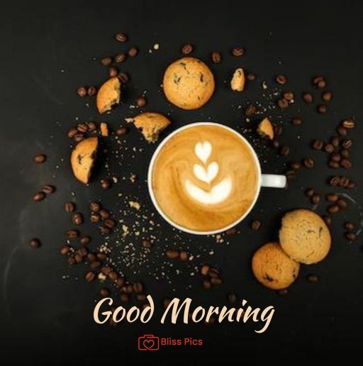 cappuccino coffee with cookies and coffee beans in black background cappuccino coffee with cookies and coffee beans in black background - good morning images with coffee