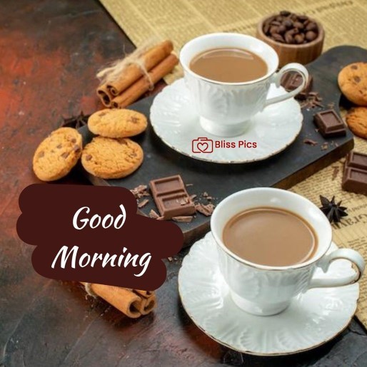 coffee cups served in white cups and saucers with cookies and chocolates in background coffee cups served in white cups and saucers with cookies and chocolates in background - good morning images with coffee