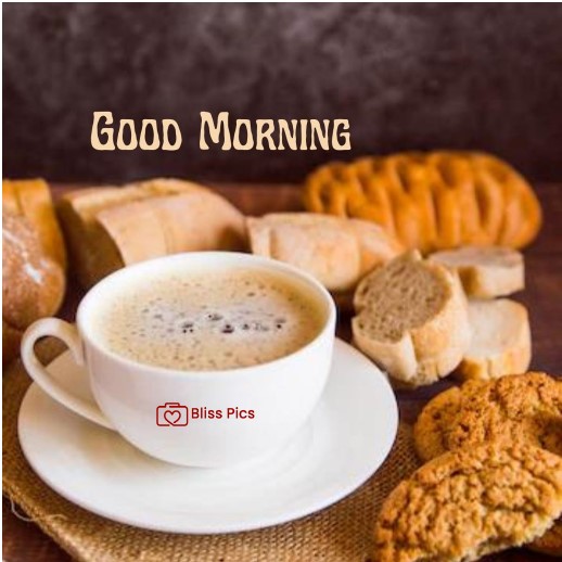 coffee in white cup and breakfast bread cookies croissant coffee in white cup and breakfast bread cookies croissant - good morning images with coffee