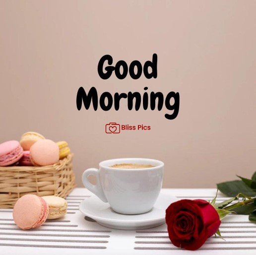 peachy pink background with a basket of cookies and coffee cup and red rose peachy pink background with a basket of cookies and coffee cup and red rose - good morning images with coffee